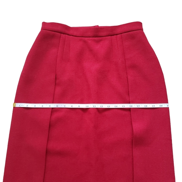 PRADA deep red virgin wool blend pencil skirt with two side slits - Picture 11 of 13